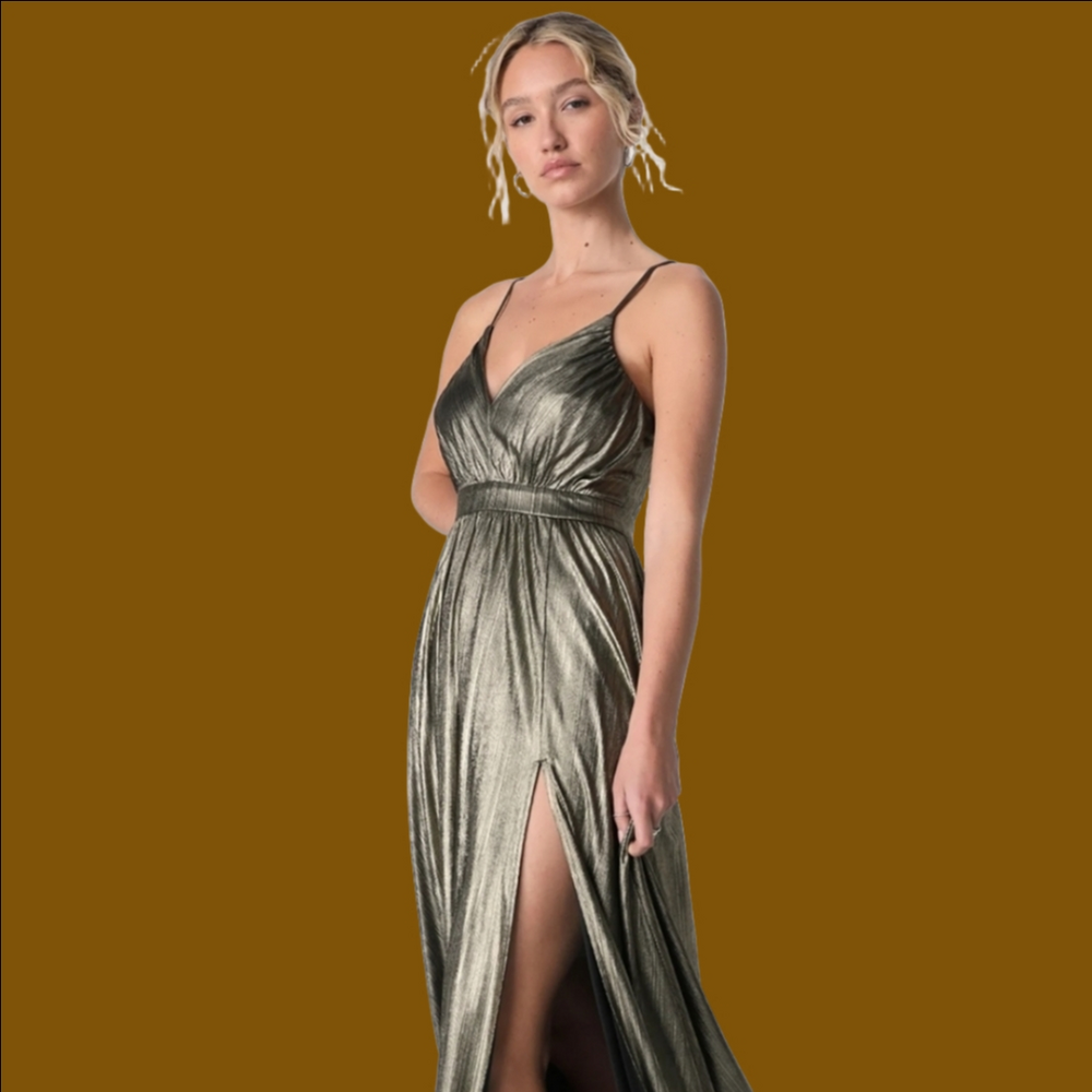 Beyond Exquisite Gold Metallic Lurex Maxi Dress